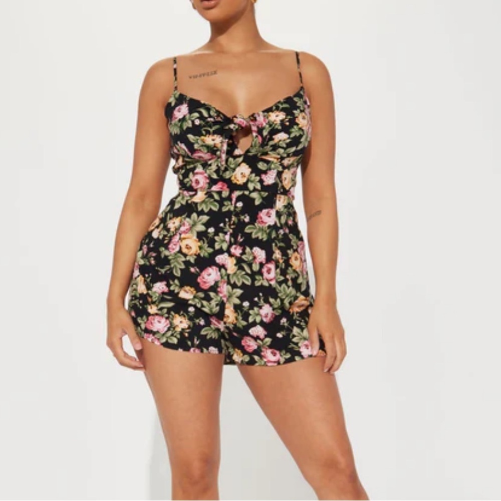 Fashion Nova Black and Pink Spaghetti Strap Jumpsuit